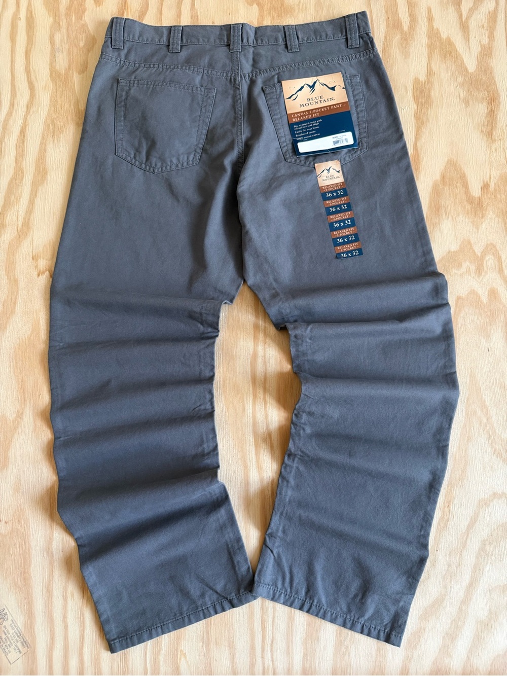 Blue Mountain Canvas 5-Pocket Pants Men’s 36x32 Gray Relaxed Fit Work Pants NEW